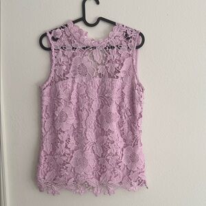 Nanette Lepore Floral Lace Sleeveless Blouse - Lavender
